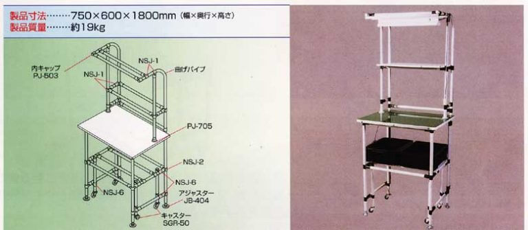 自由にパイプを組み立てて作業台や台車を作る TISタニムラ